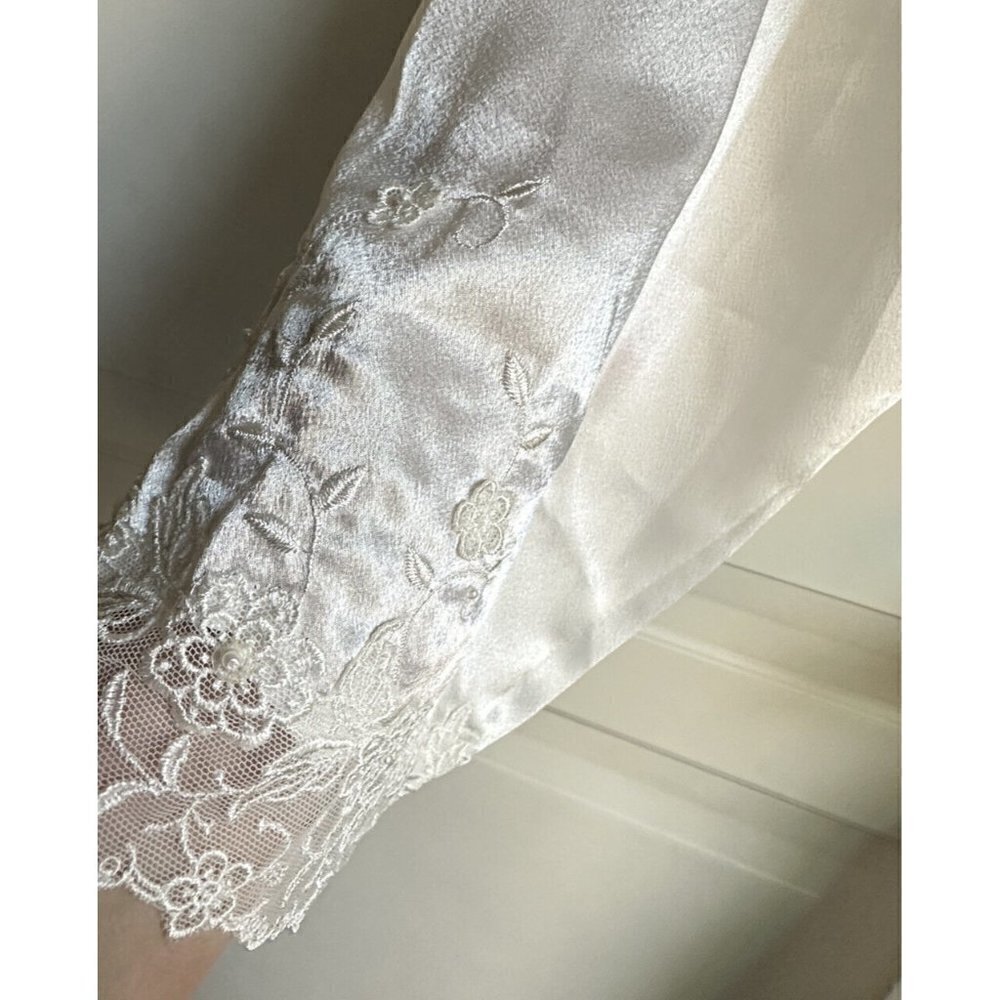 Oscar de La Renta Pink Label Ivory Large Long Sleeve Short Robe - Picture 5 of 6